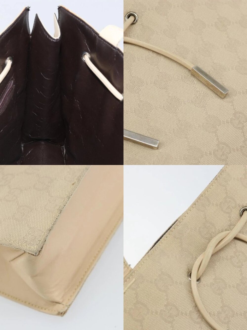 GUCCI GG Canvas Tote Bag Beige Silver 002 1053 Auth 170373 - Picture 15 of 16